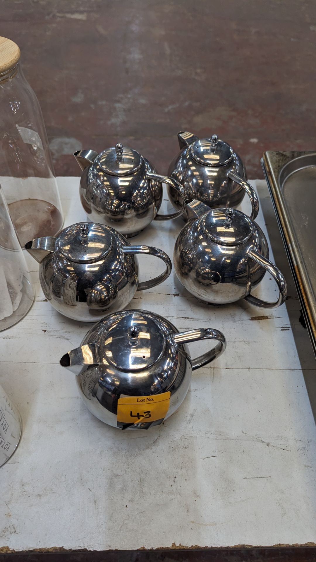 5 off small stainless steel teapots
