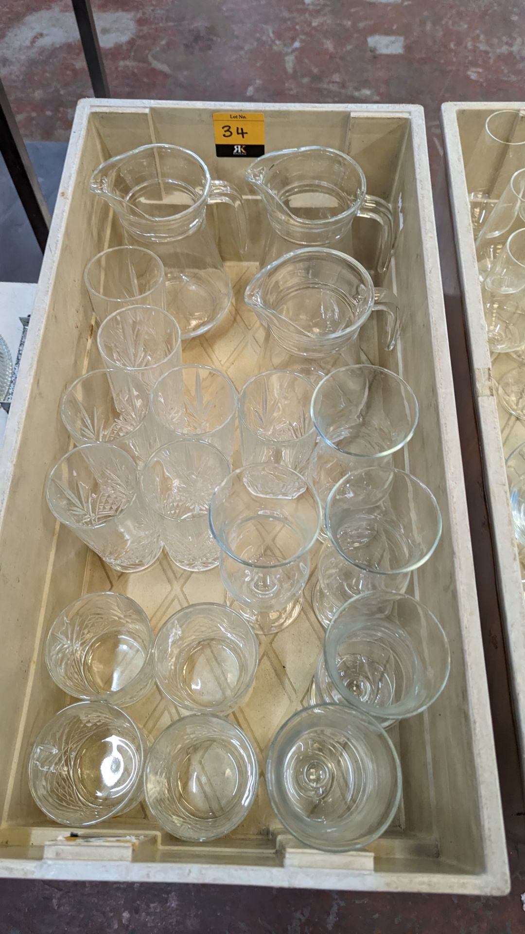 The contents of 2 crates of glassware including jugs, tumblers, dessert glasses, brandy glasses and - Image 3 of 6