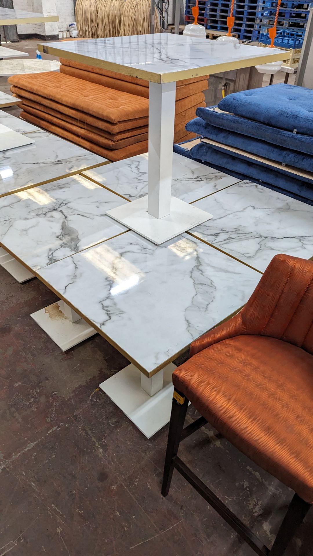 10 off matching dining tables in 3 different sizes with marble effect tops. 2 of the tables are ret - Image 19 of 19