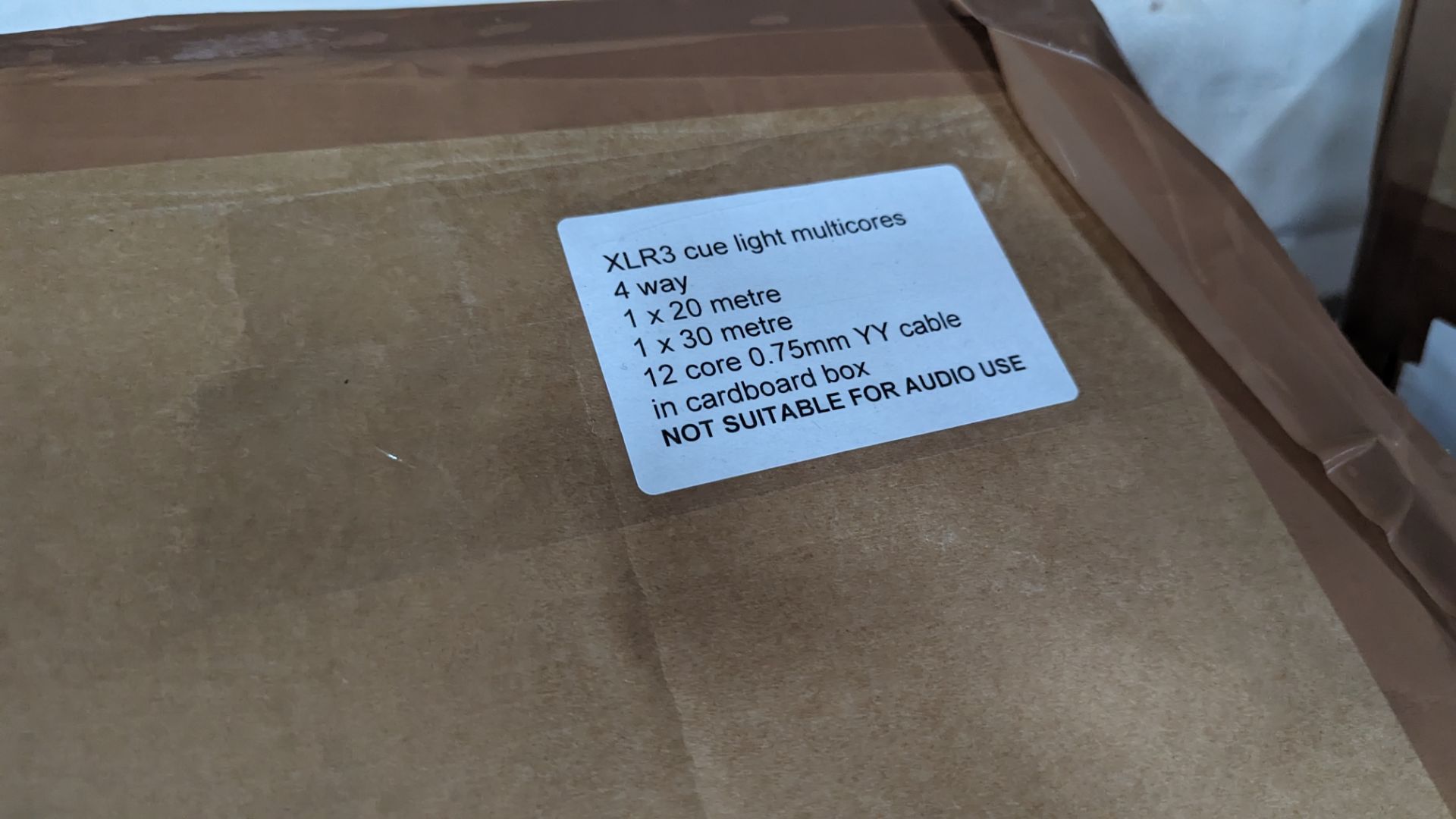 2 off 4 way XLR3 cue light multicores: 1 off 20m & 1 off 30m. 12 core 0.75mm YY cable. Not suitab - Image 5 of 9