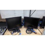 2 off Acer V173 LCD computer monitors, 17", with VGA connector, each in their own soft transit bag