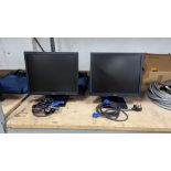 2 off Acer V173 LCD computer monitors, 17", with VGA connector, each in their own soft transit bag