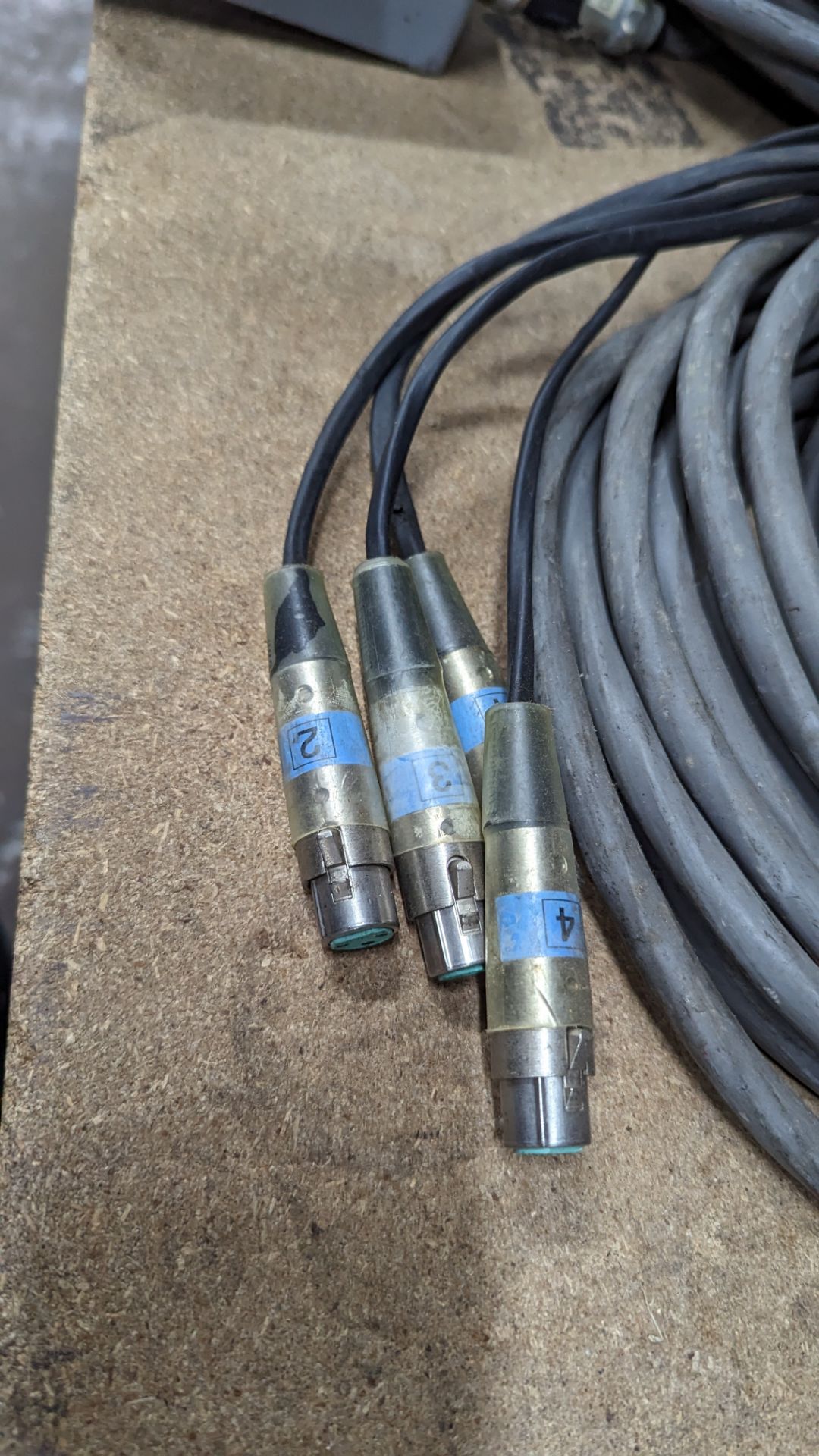 2 off 4 way XLR3 cue light multicores: 1 off 20m & 1 off 30m. 12 core 0.75mm YY cable. Not suitab - Image 8 of 9
