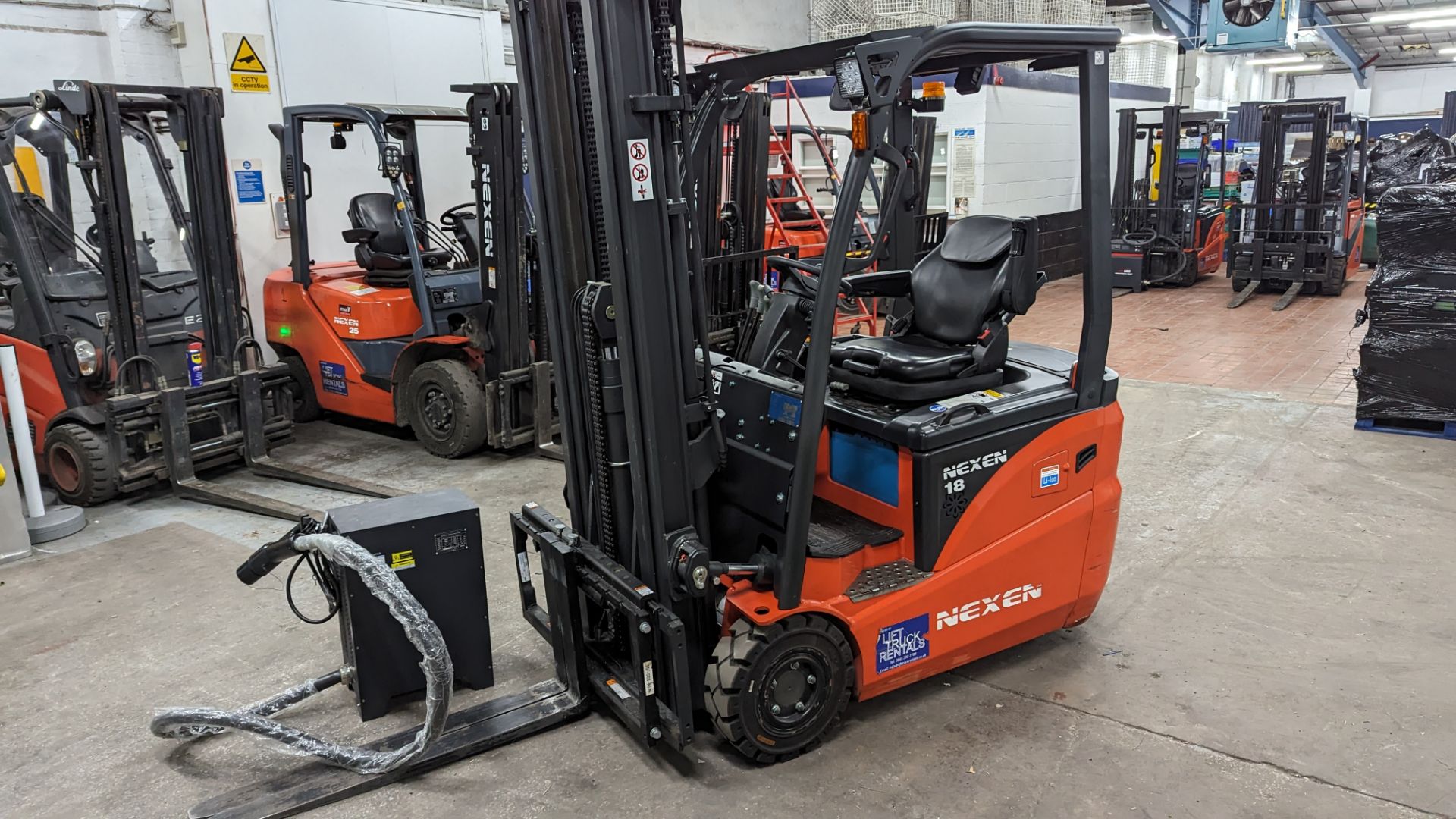 2022 Nexen 1.8 tonne battery powered counter-balance forklift truck. Model FBAT18N. Container spec