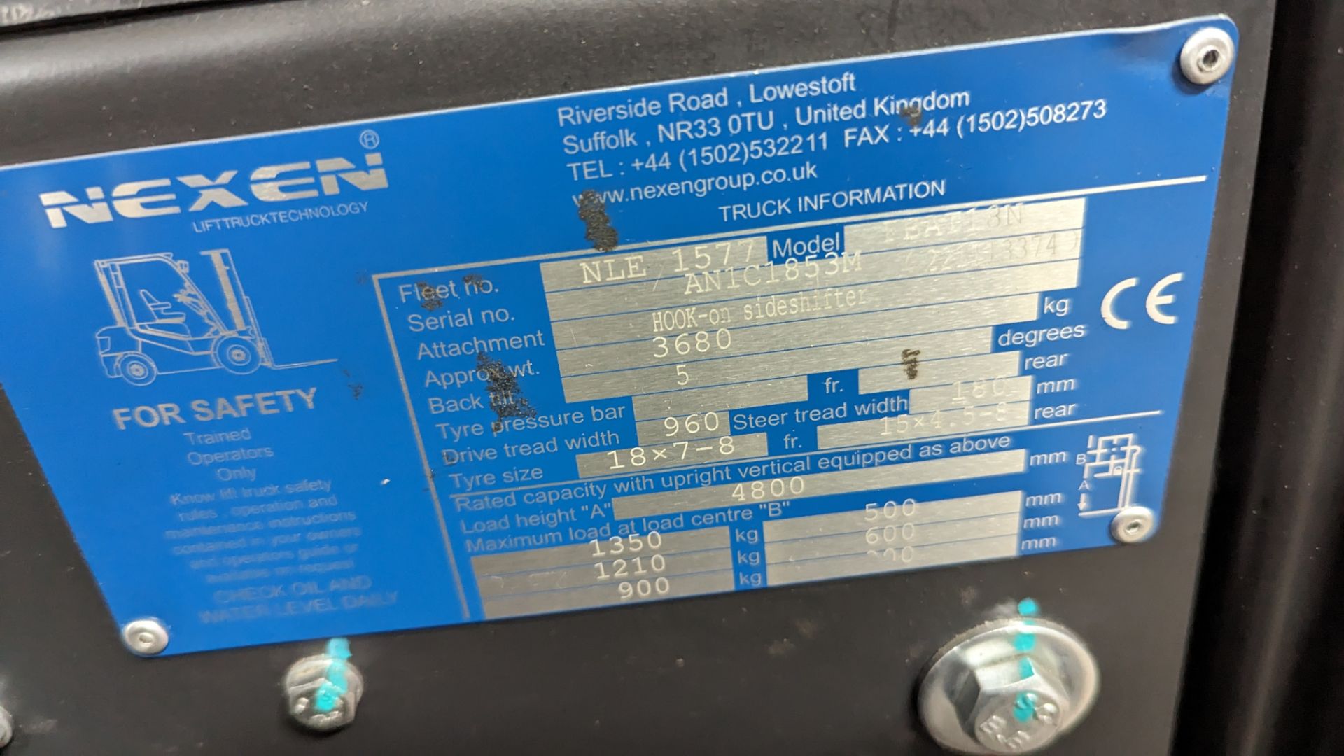 2022 Nexen 1.8 tonne battery powered counter-balance forklift truck. Model FBAT18N. Container spec - Image 12 of 20