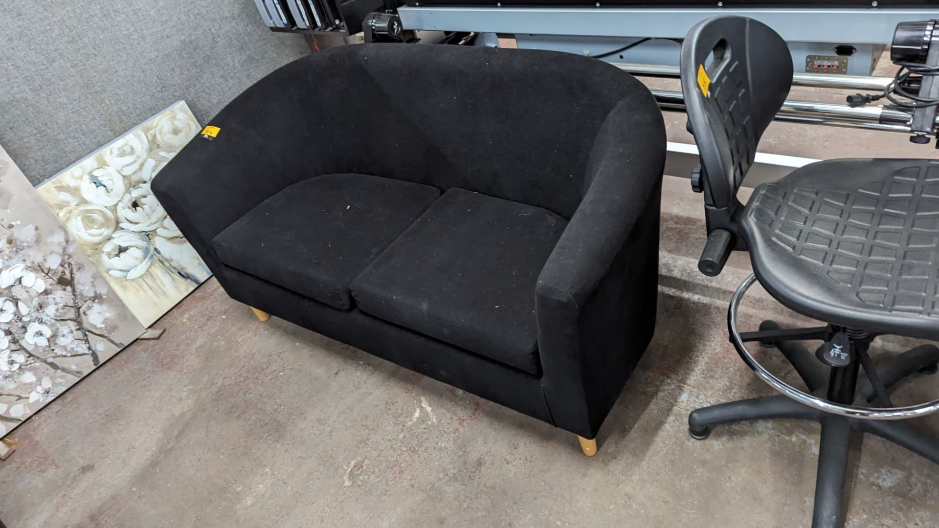 Black fabric sofa
