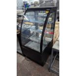 Black & glass refrigerated display unit with curved front. Max dimensions 600mm x 750mm x 1400mm