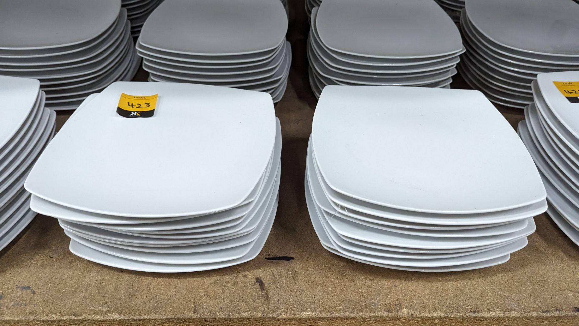 60 off white "squarish" plates with curved sides, each measuring approximately 255mm square - 6 stac - Image 3 of 6