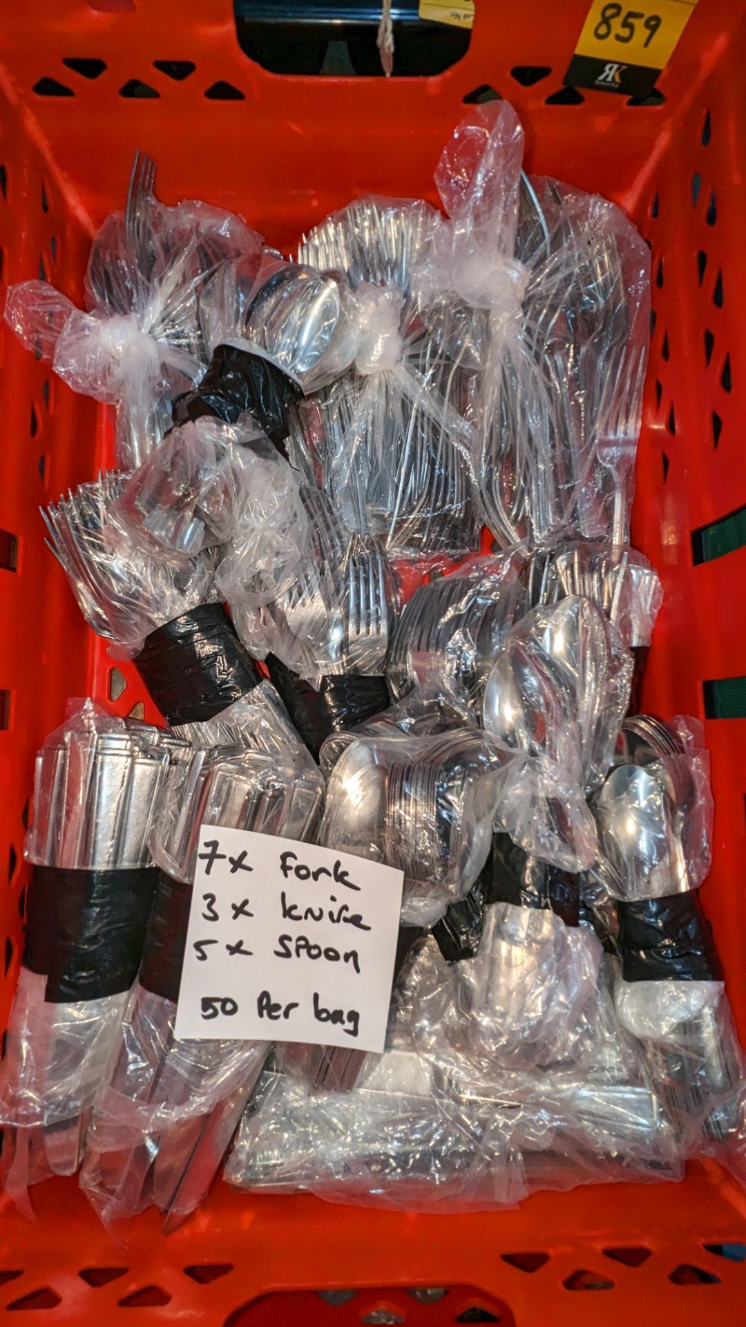 The contents of a crate of cutlery. Approximately 800 pieces in total, comprising 7 bags of forks, - Image 3 of 5
