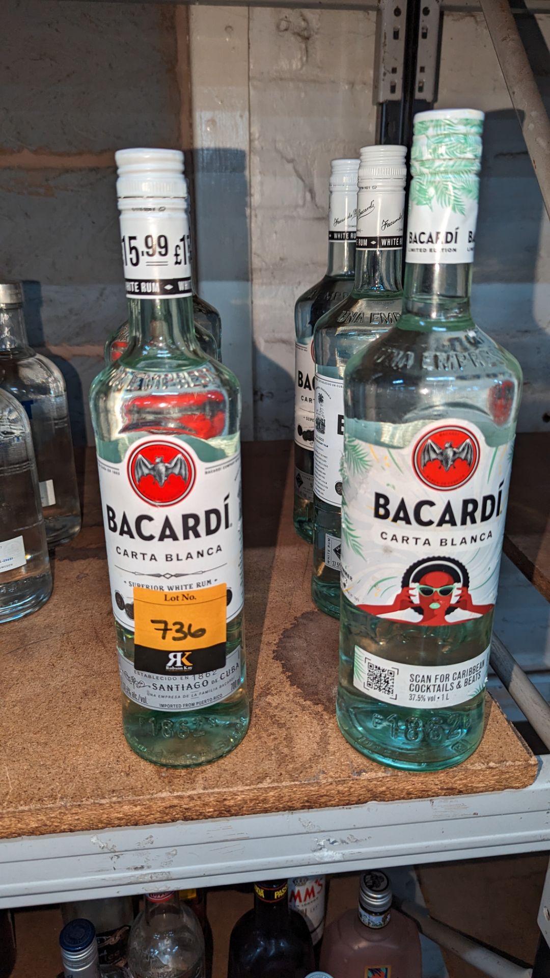 6 bottles of Bacardi white rum (3 x 70cl bottles & 3 x 1 litre bottles) sold under AWRS number XQAW0