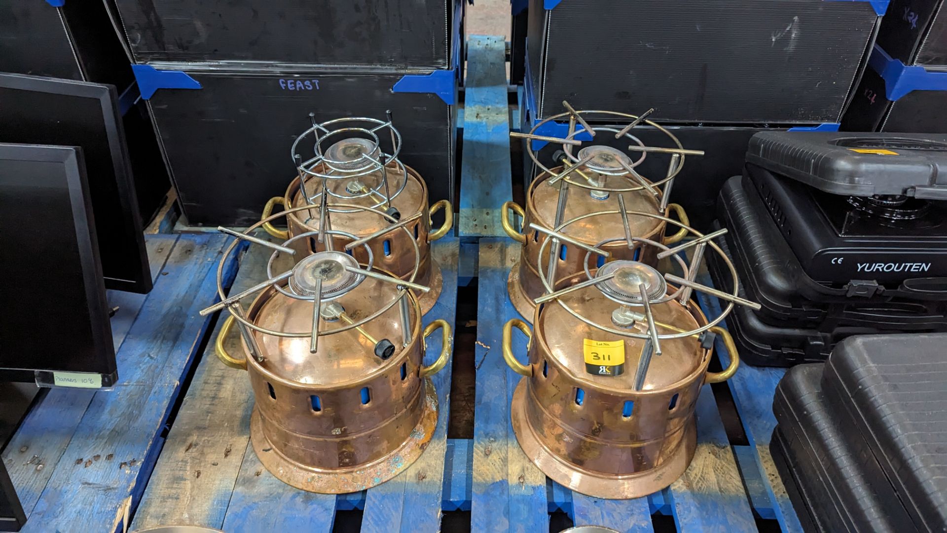 4 off copper/brass portable gas hob units - Image 2 of 5