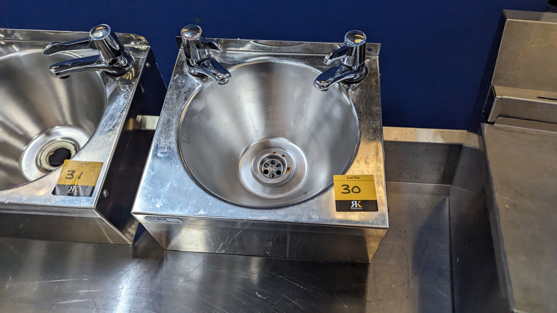 Stainless steel wall mountable handwash basin including twin tap system - Image 2 of 3