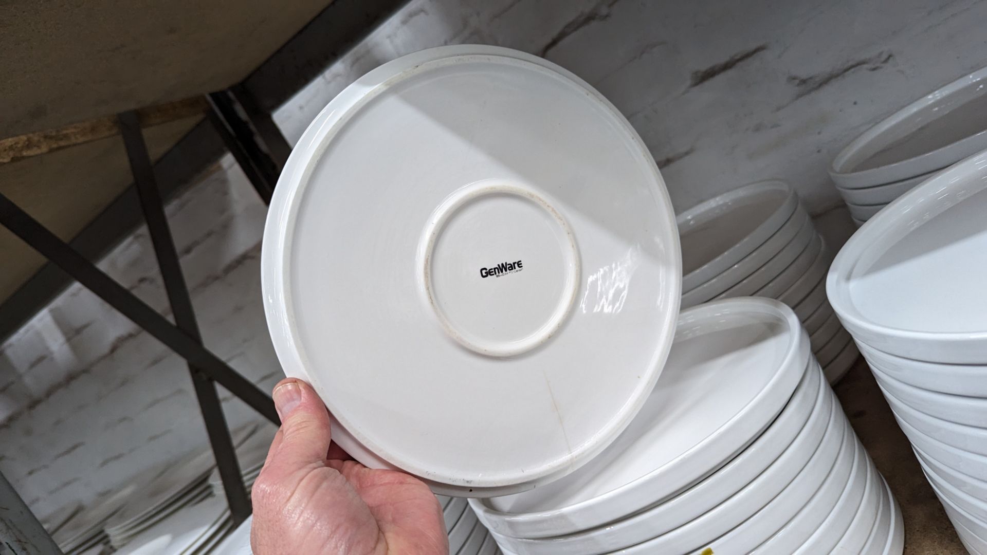40 off Genware 245mm round flat plates with upright rim to the outer edge - Image 7 of 7
