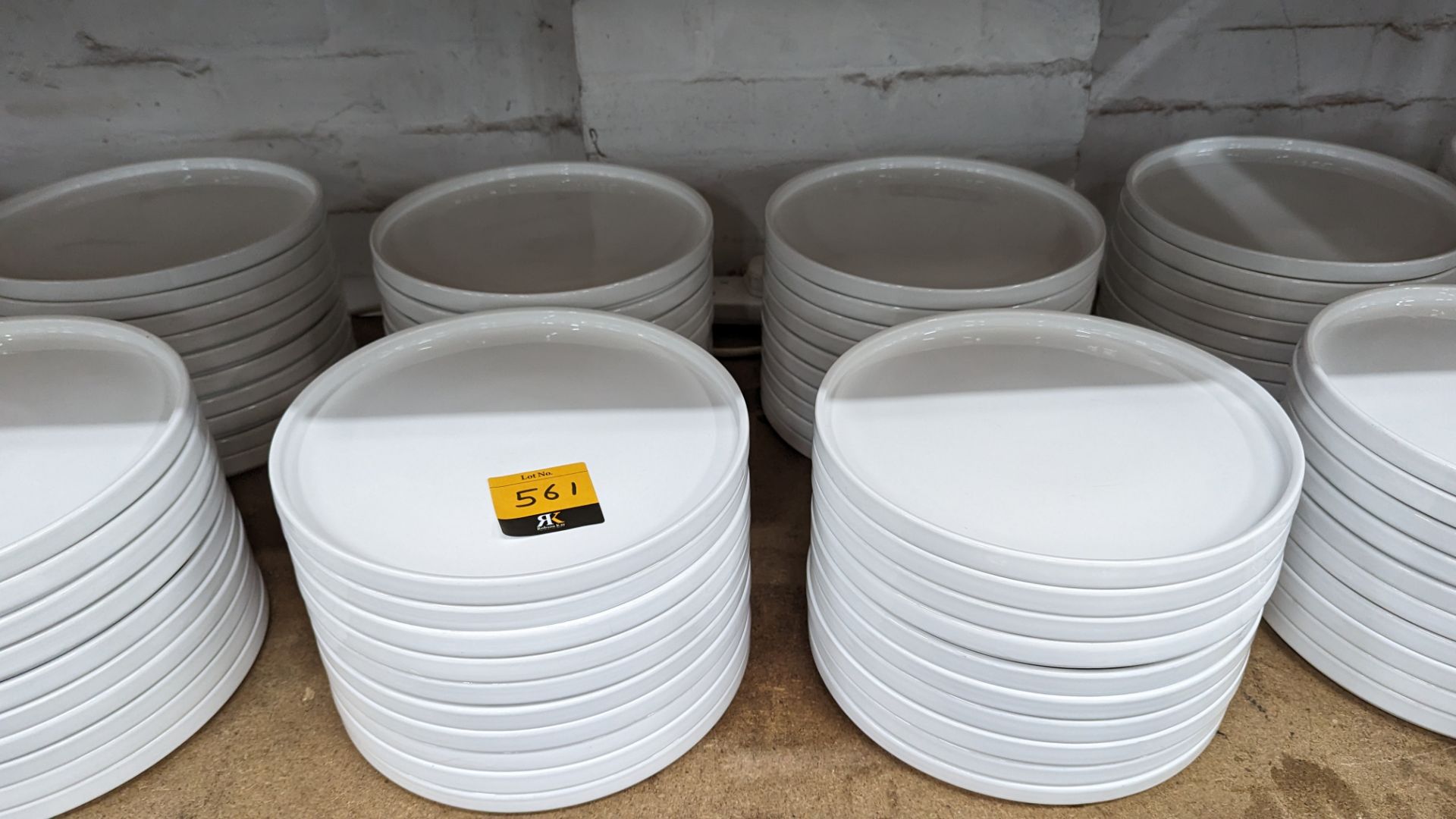 40 off Genware 245mm round flat plates with upright rim to the outer edge - Image 2 of 7