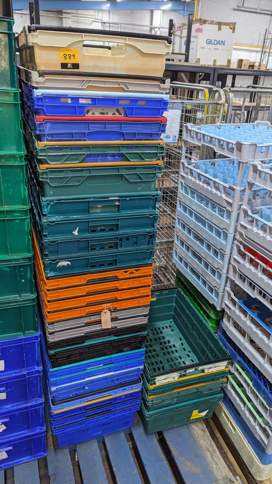 Stack of approximately 30 assorted stacking crates in several different styles - 2 stacks - Image 2 of 3