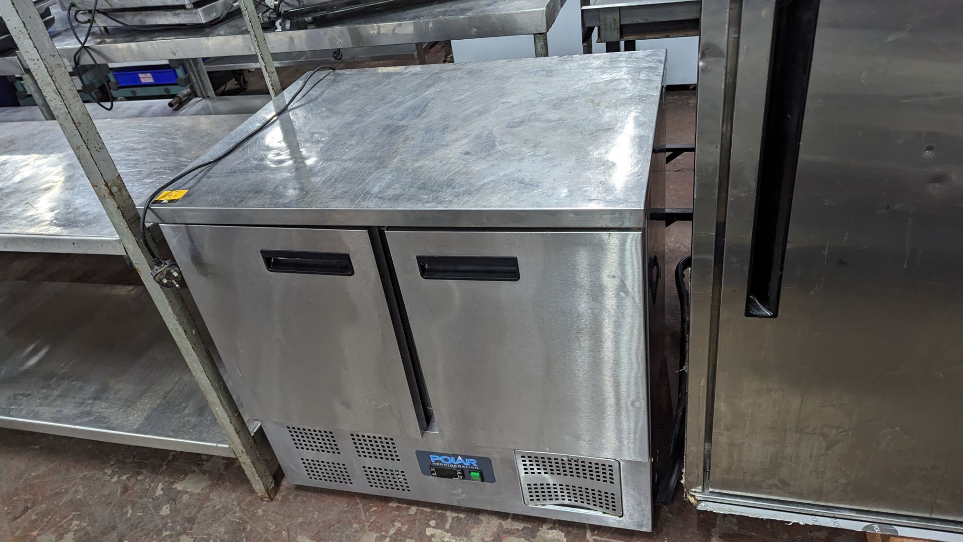 Polar Refrigeration stainless steel twin door refrigerated prep unit