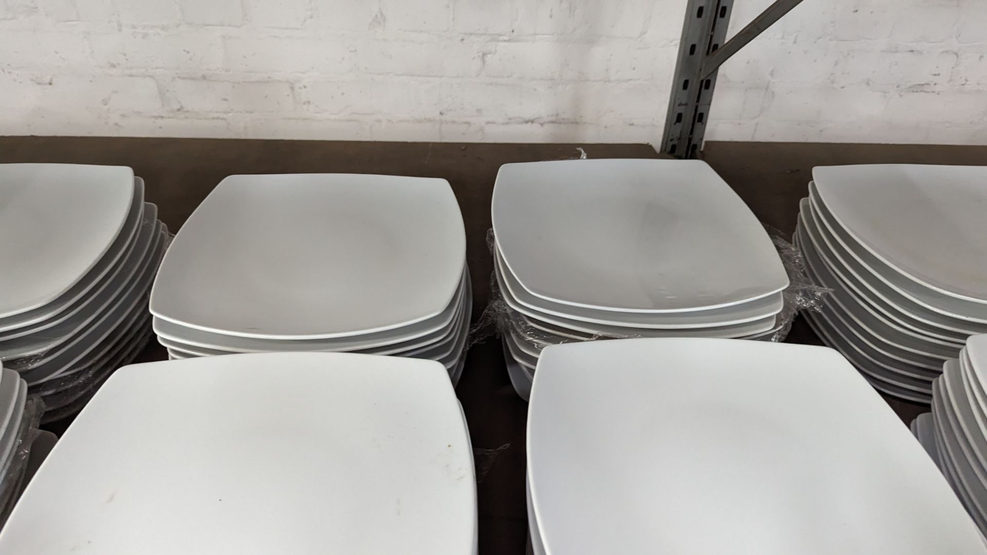 60 off white "squarish" plates with curved sides, each measuring approximately 255mm square - 6 stac - Image 5 of 6