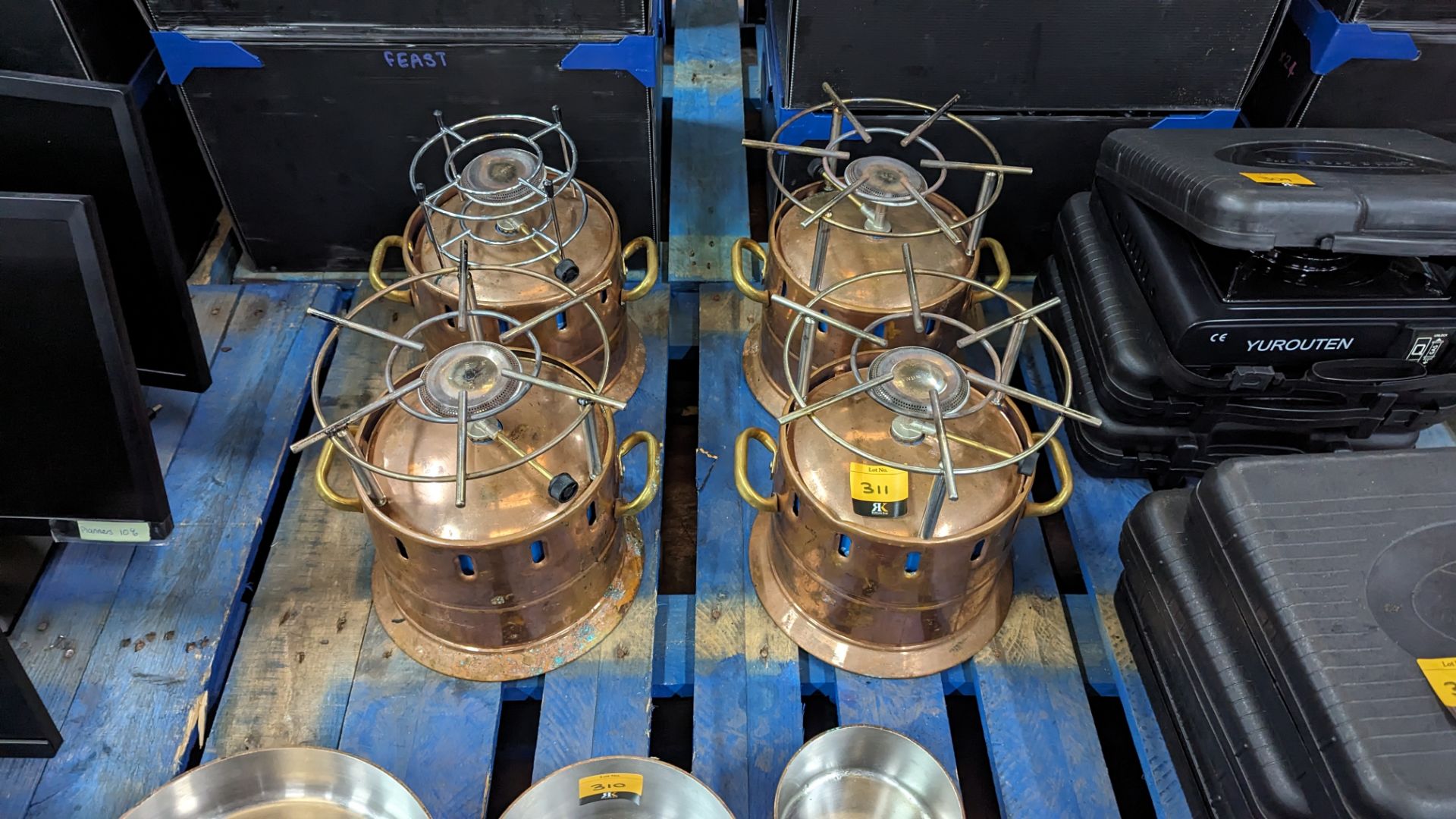 4 off copper/brass portable gas hob units