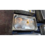 10 off stainless steel trays each measuring 530mm x 330mm x 70mm