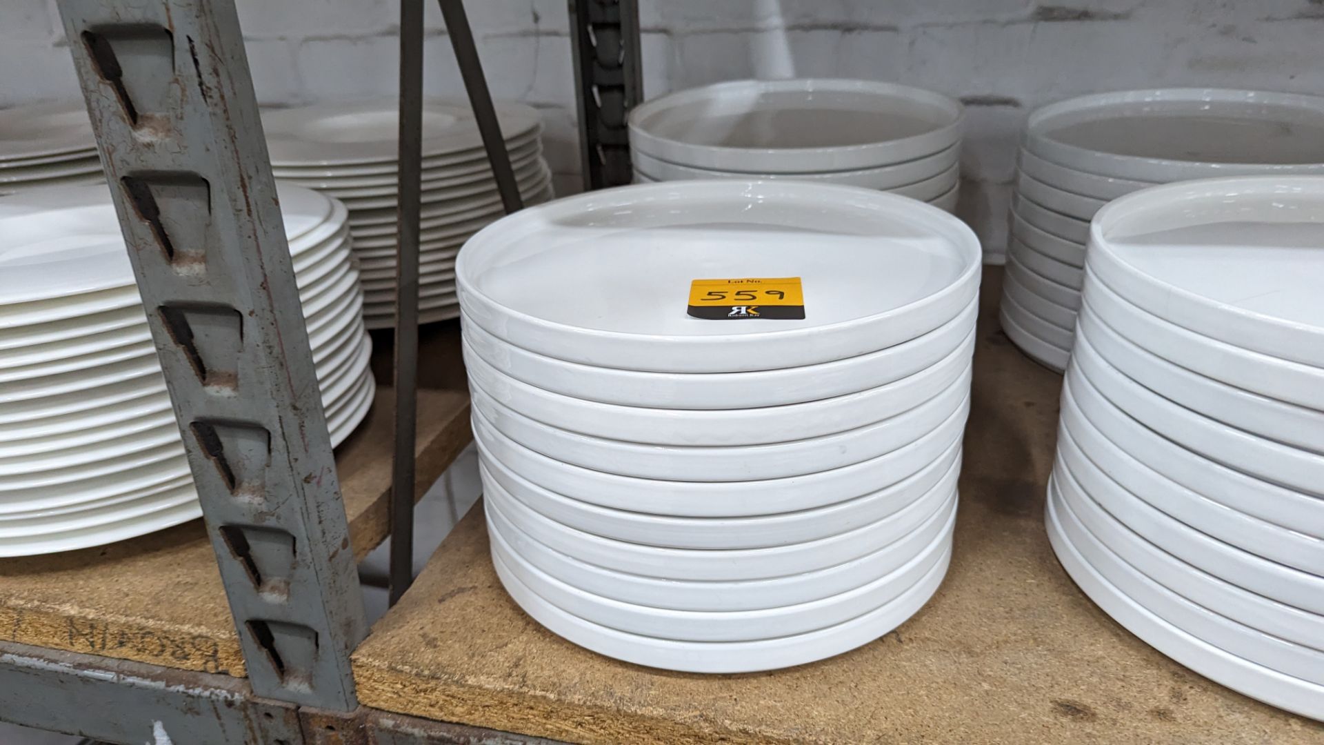 20 off Genware 245mm round flat plates with upright rim to the outer edge