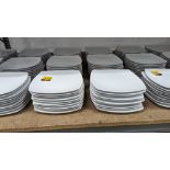 60 off white "squarish" plates with curved sides, each measuring approximately 255mm square - 6 stac