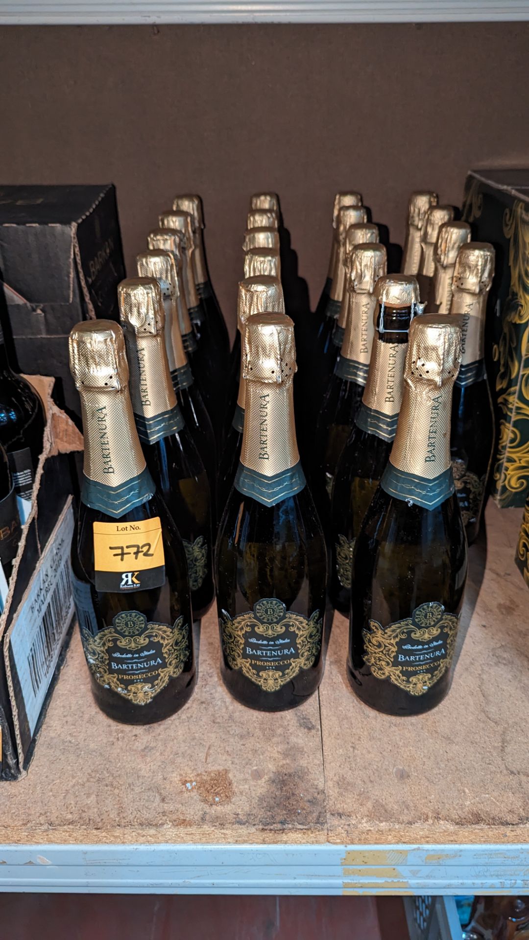 22 bottles of Bartenura Brut Prosecco Italian white sparkling wine sold under AWRS number XQAW000001