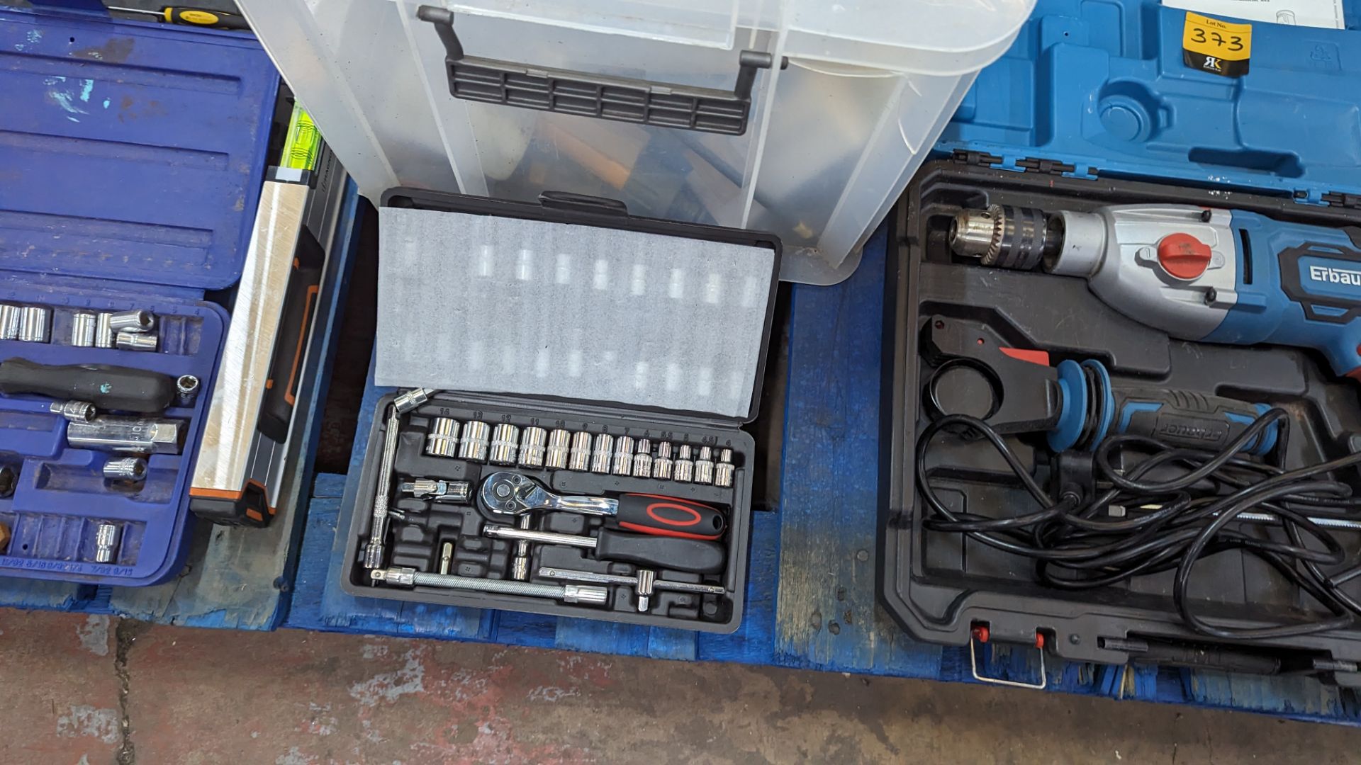 The contents of a pallet of tools including 2 toolboxes plus Erbauer drill, screwdriver sets, socket - Image 4 of 10