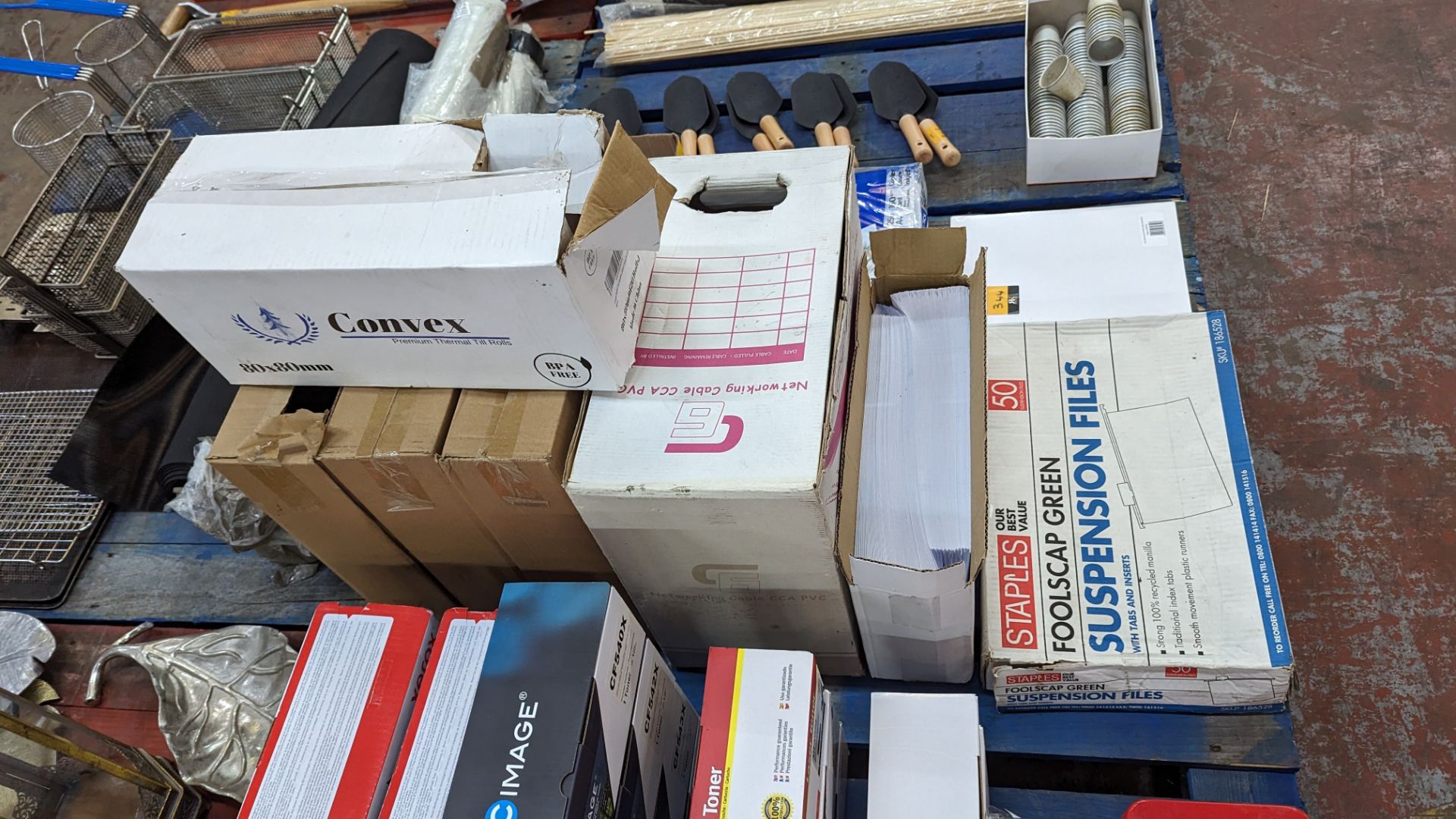 The contents of a pallet of office stationery including paper, till roll, envelopes, laser cartridge - Image 7 of 8