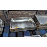 10 off stainless steel trays each measuring 530mm x 330mm x 70mm