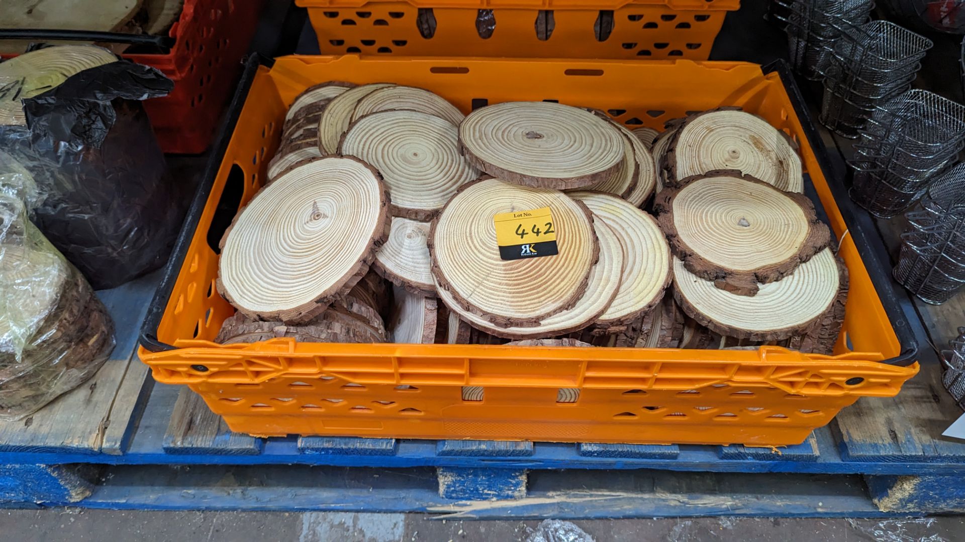 The contents of a crate of wooden decorative large coasters/serving bowl stands, each being typicall - Image 2 of 3