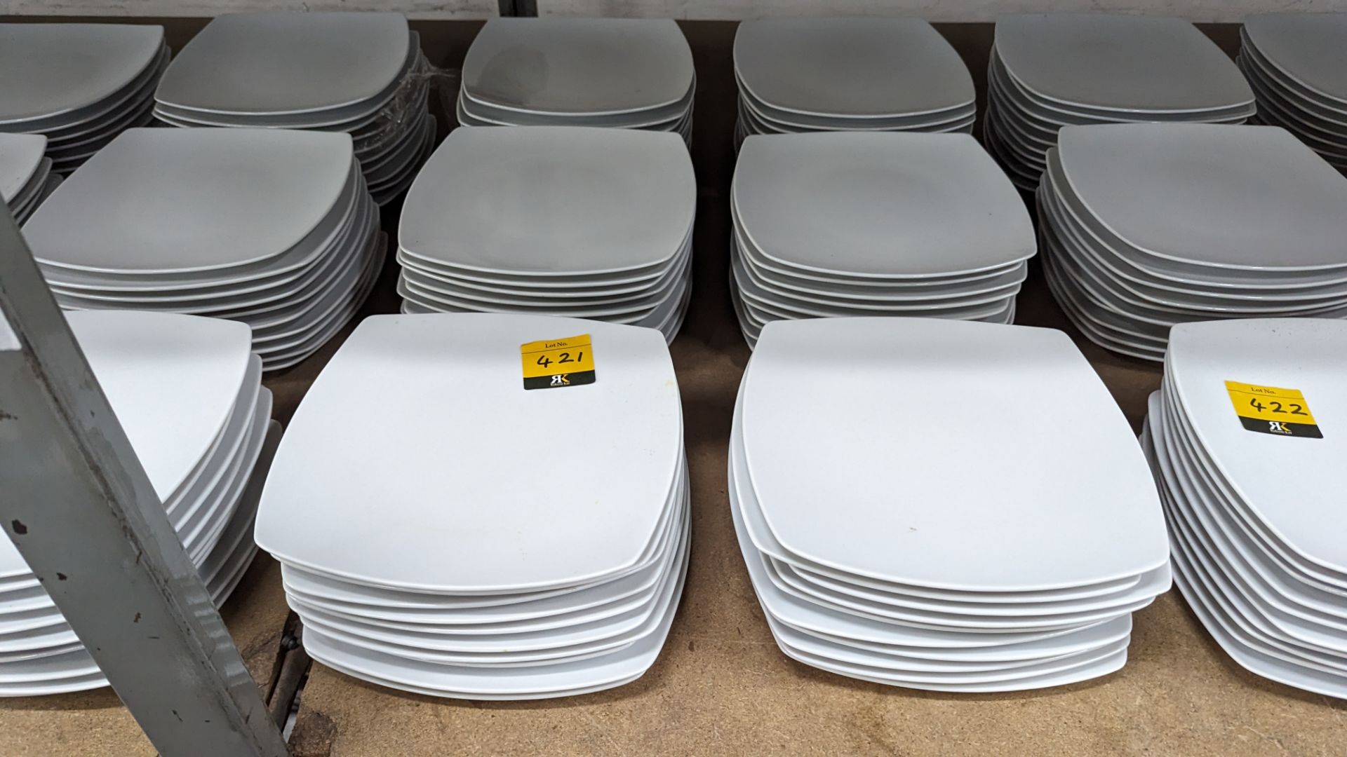 60 off white "squarish" plates with curved sides, each measuring approximately 255mm square - 6 stac - Image 2 of 6