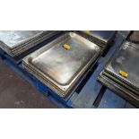 11 off stainless steel trays each measuring 530mm x 320mm
