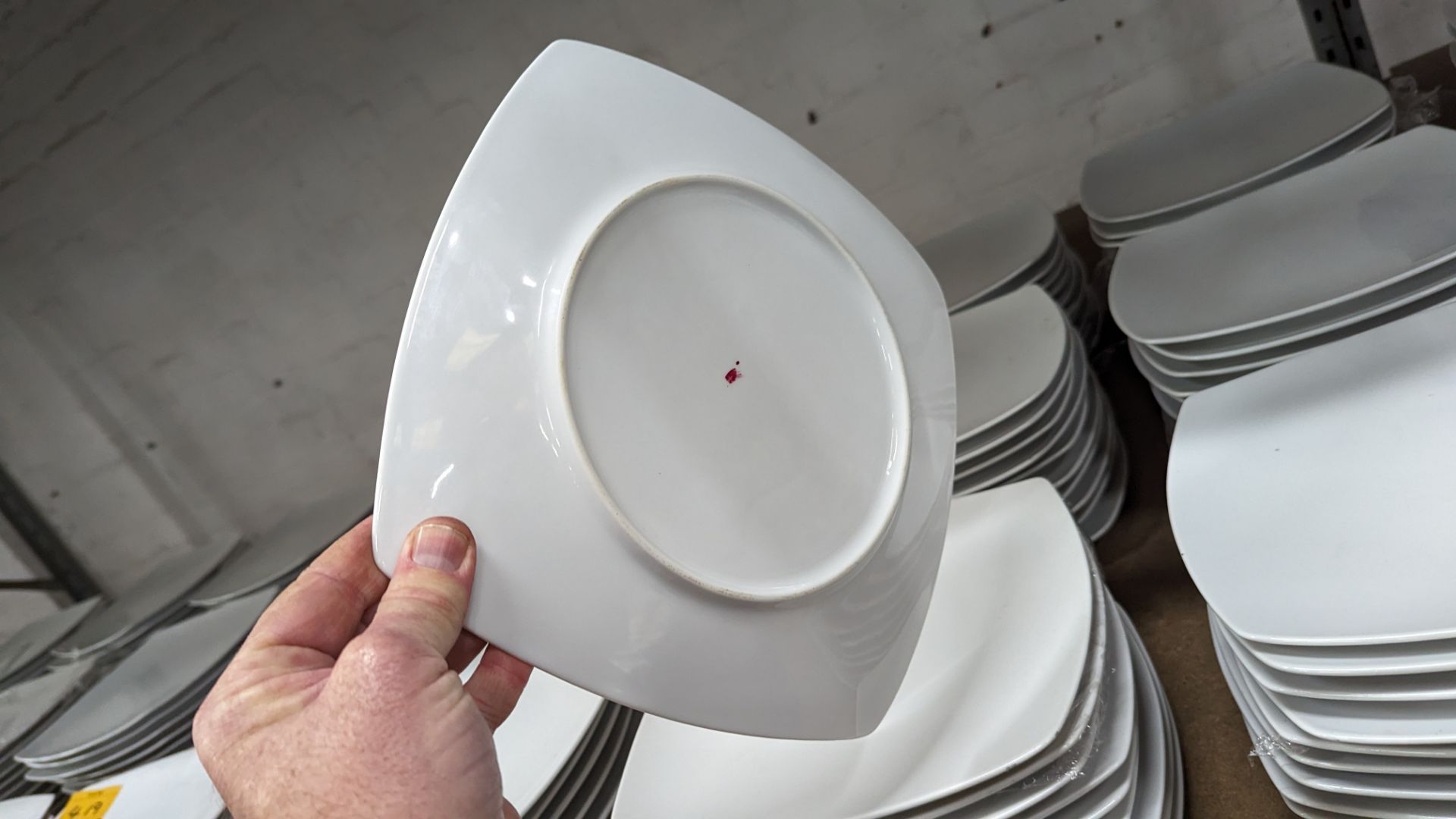 60 off white "squarish" plates with curved sides, each measuring approximately 255mm square - 6 stac - Image 6 of 6