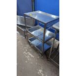 Mobile trolley in stainless steel with 3 removable trays. Max dimensions 600mm x 400mm x 900mm