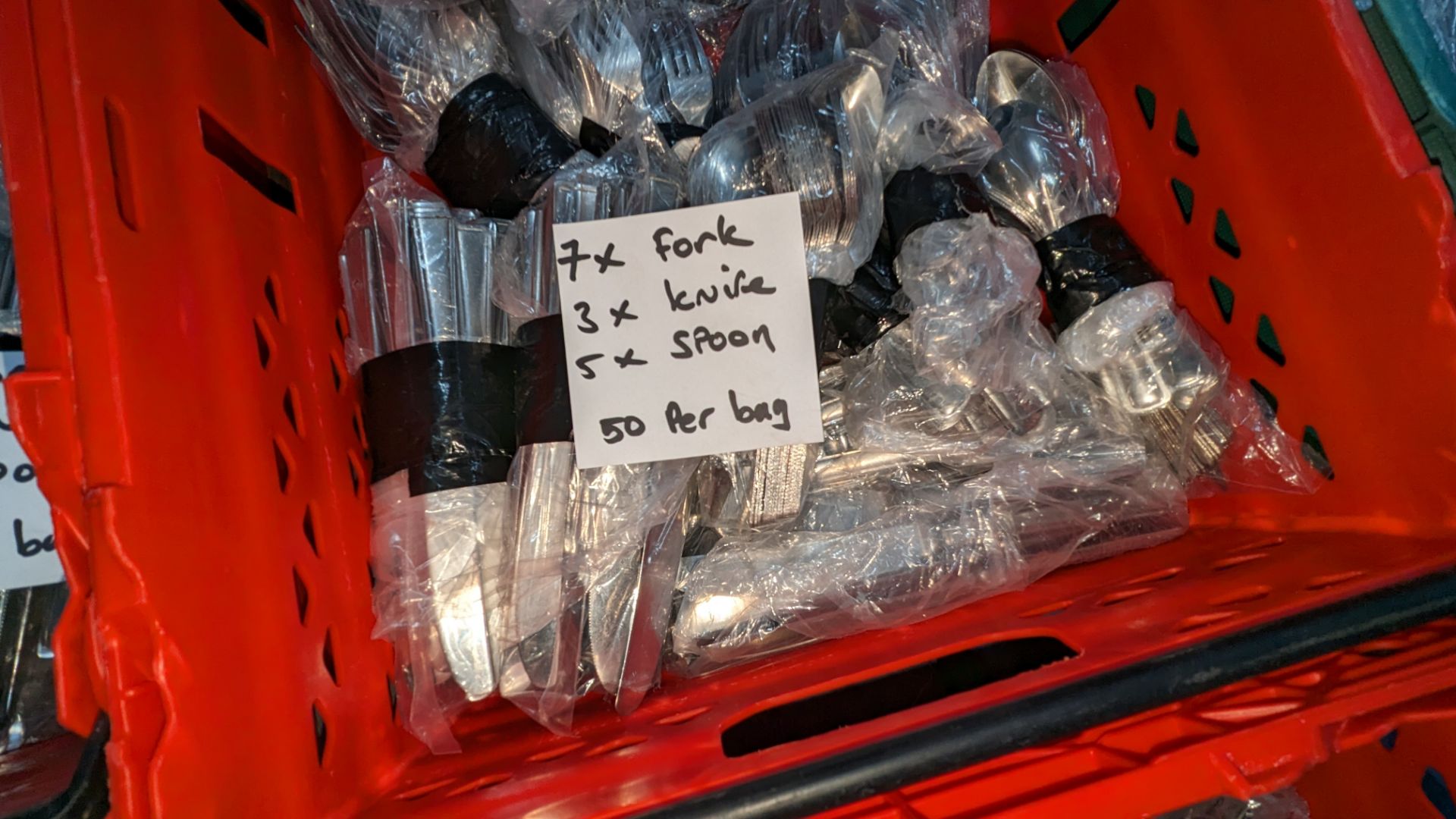 The contents of a crate of cutlery. Approximately 800 pieces in total, comprising 7 bags of forks, - Image 4 of 5