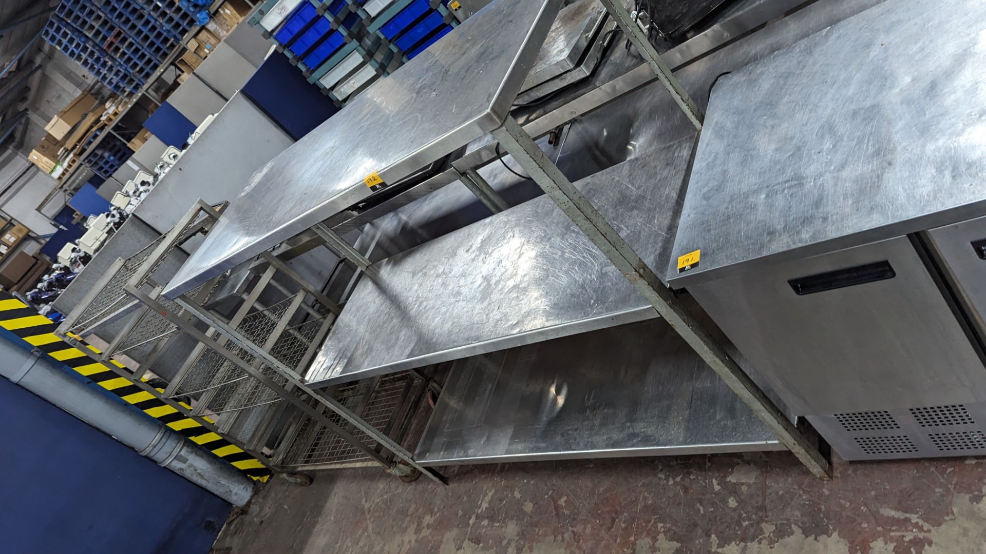 Shelving unit with 3 stainless steel shelves. Max dimensions approx. 1670mm x 630mm x 1400mm - Image 2 of 5