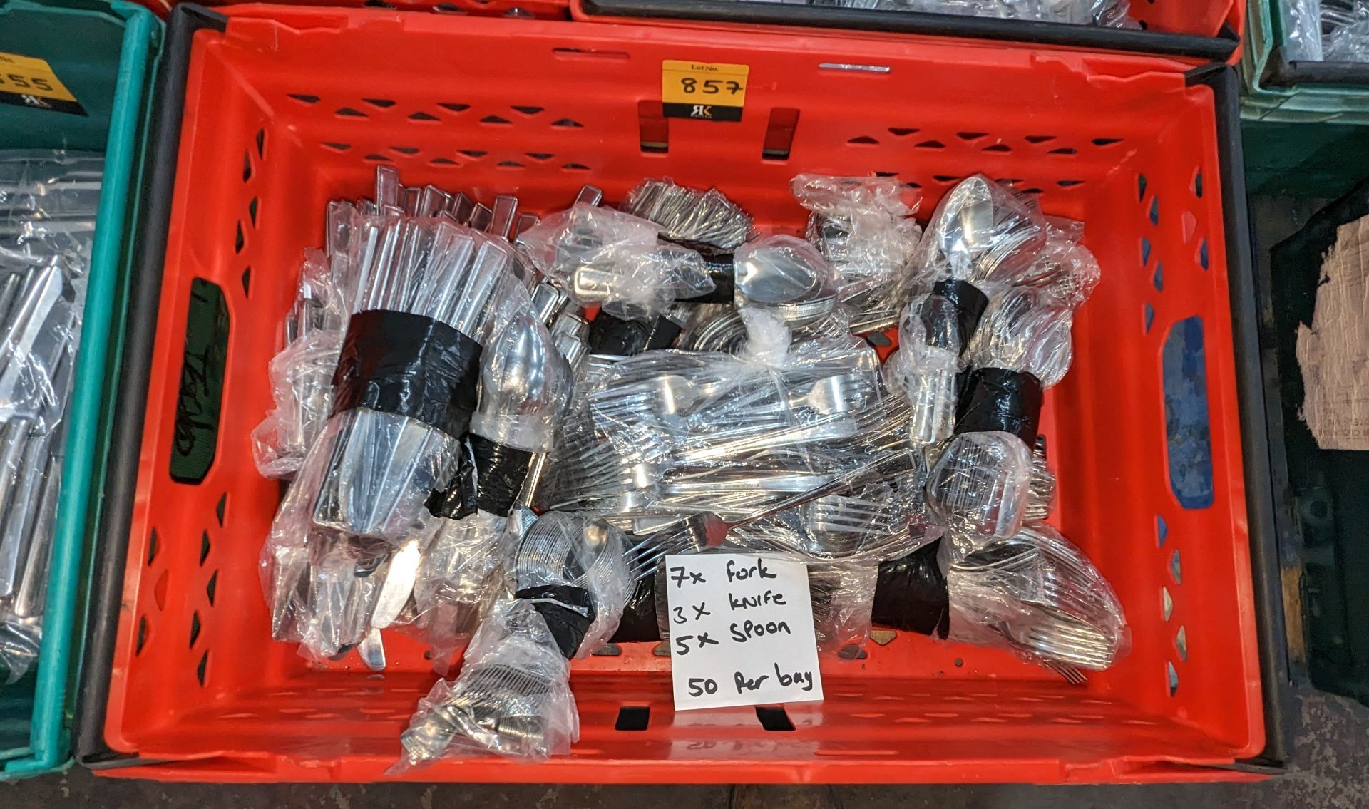 The contents of a crate of cutlery. Approximately 800 pieces in total, comprising 7 bags of forks, - Image 2 of 6