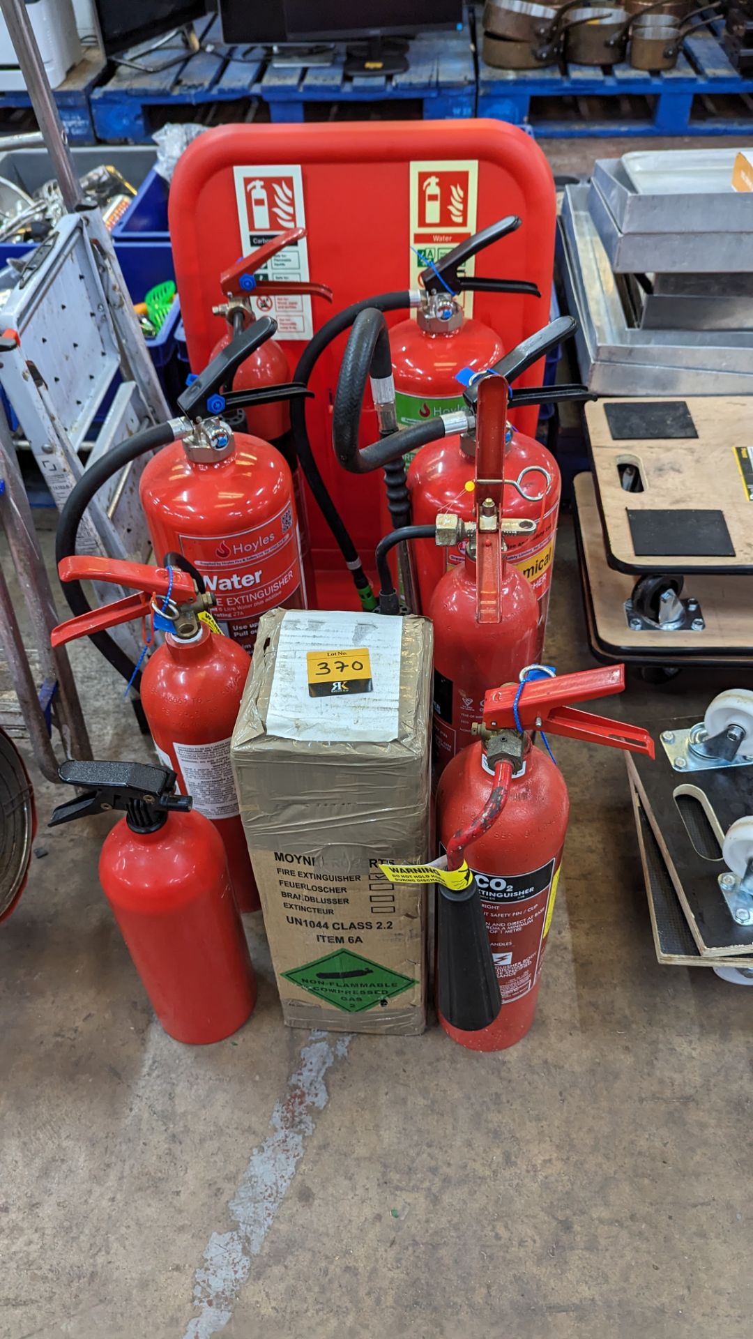 9 off fire extinguishers plus display stand for use with same - Image 2 of 6