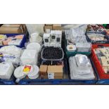 The contents of a pallet of disposable items including foil trays & lids, straws, plates & more. NB