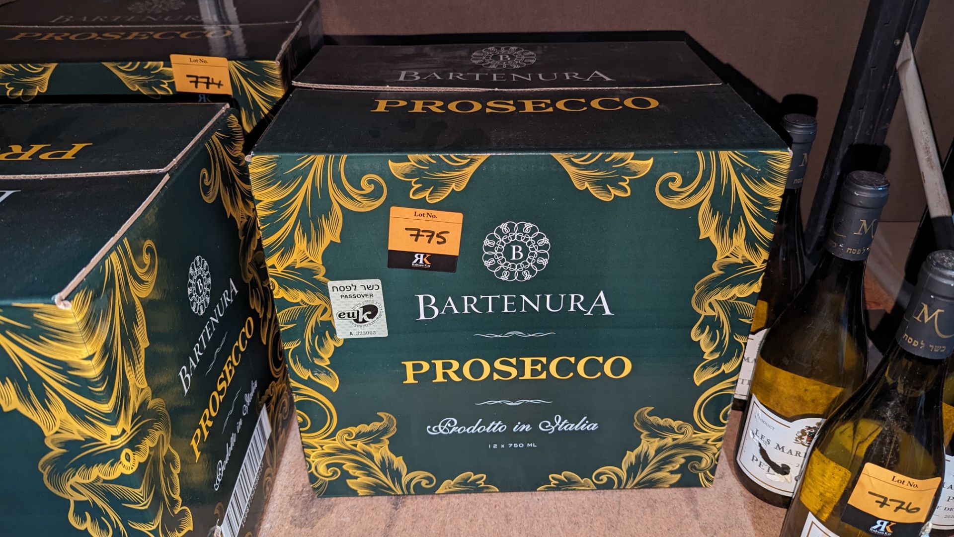 12 bottles of Bartenura Brut Prosecco Italian white sparkling wine sold under AWRS number XQAW000001