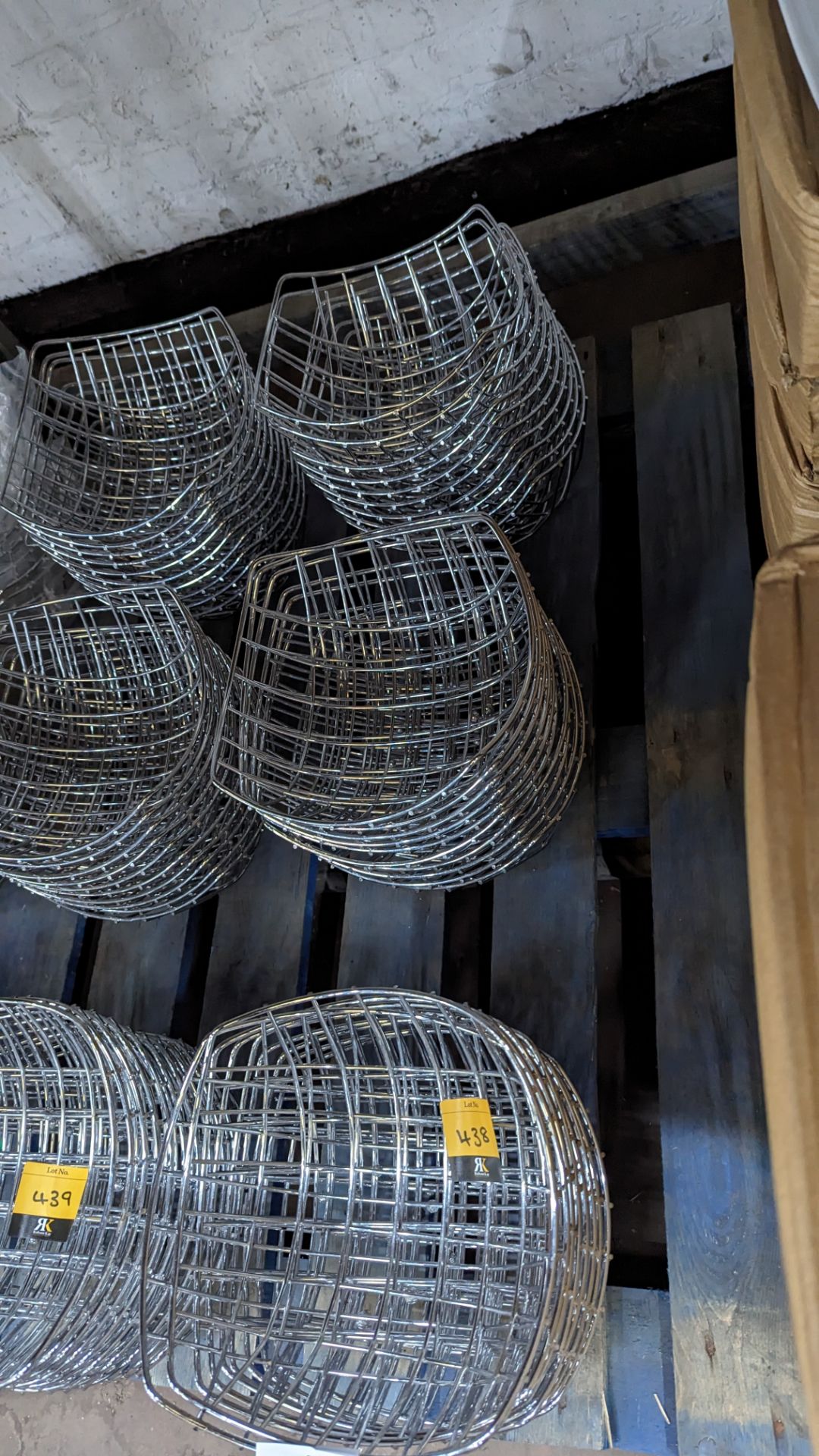 29 off chrome wire baskets each measuring approximately 240mm square - 3 stacks