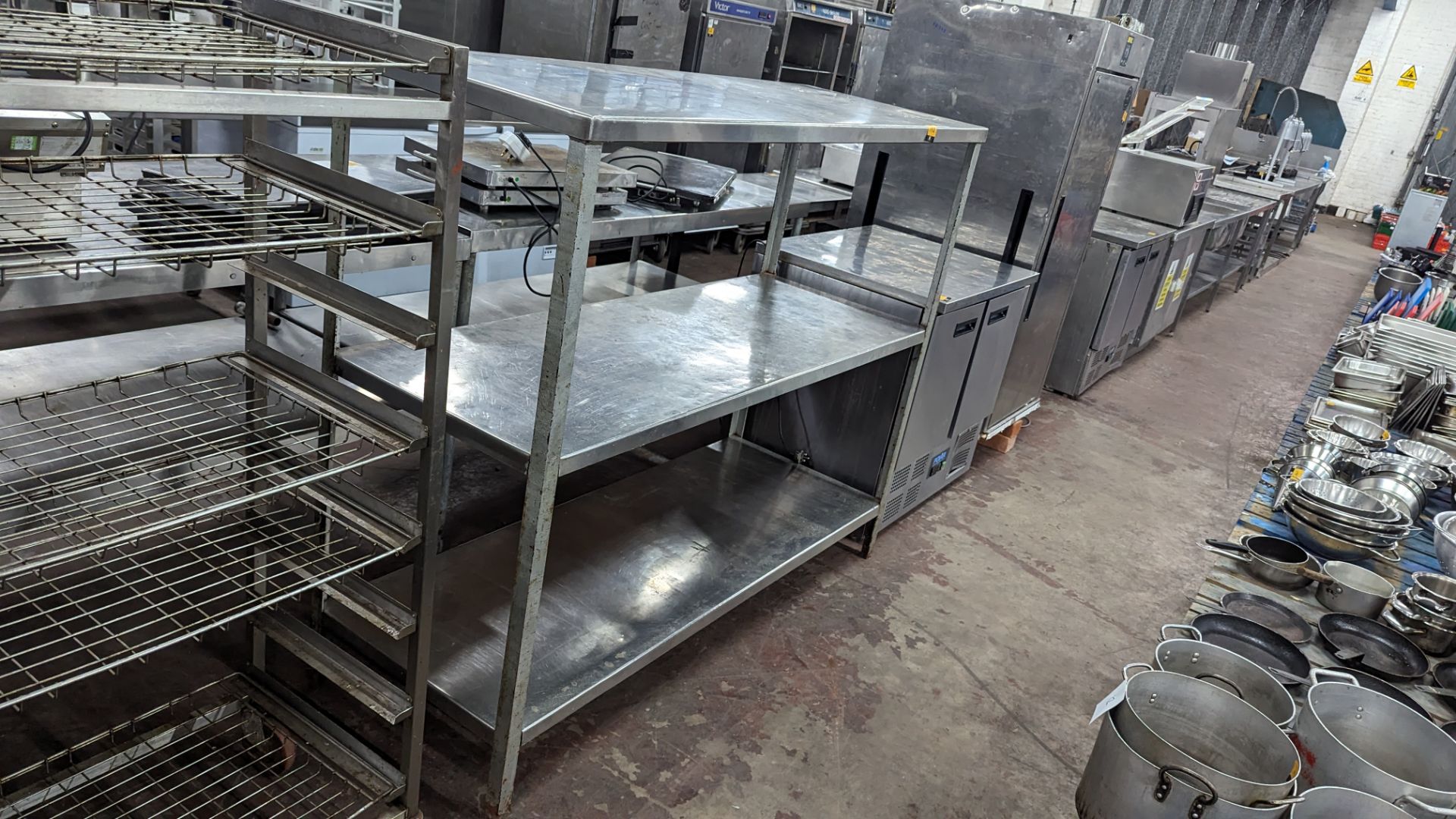 Shelving unit with 3 stainless steel shelves. Max dimensions approx. 1670mm x 630mm x 1400mm - Image 4 of 5
