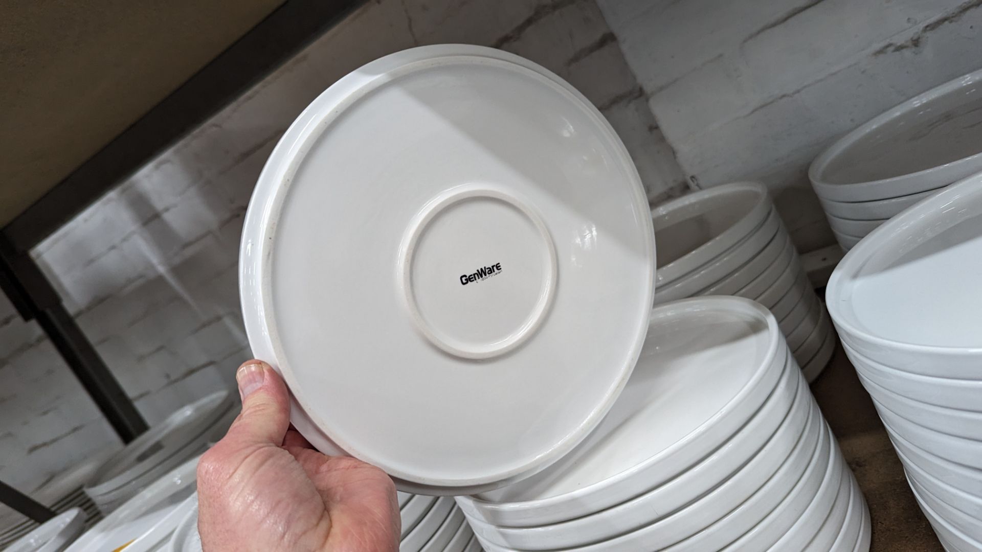 40 off Genware 245mm round flat plates with upright rim to the outer edge - Image 7 of 7
