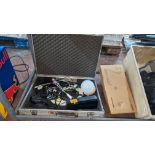 Flight case and contents of assorted cables and miscellaneous items