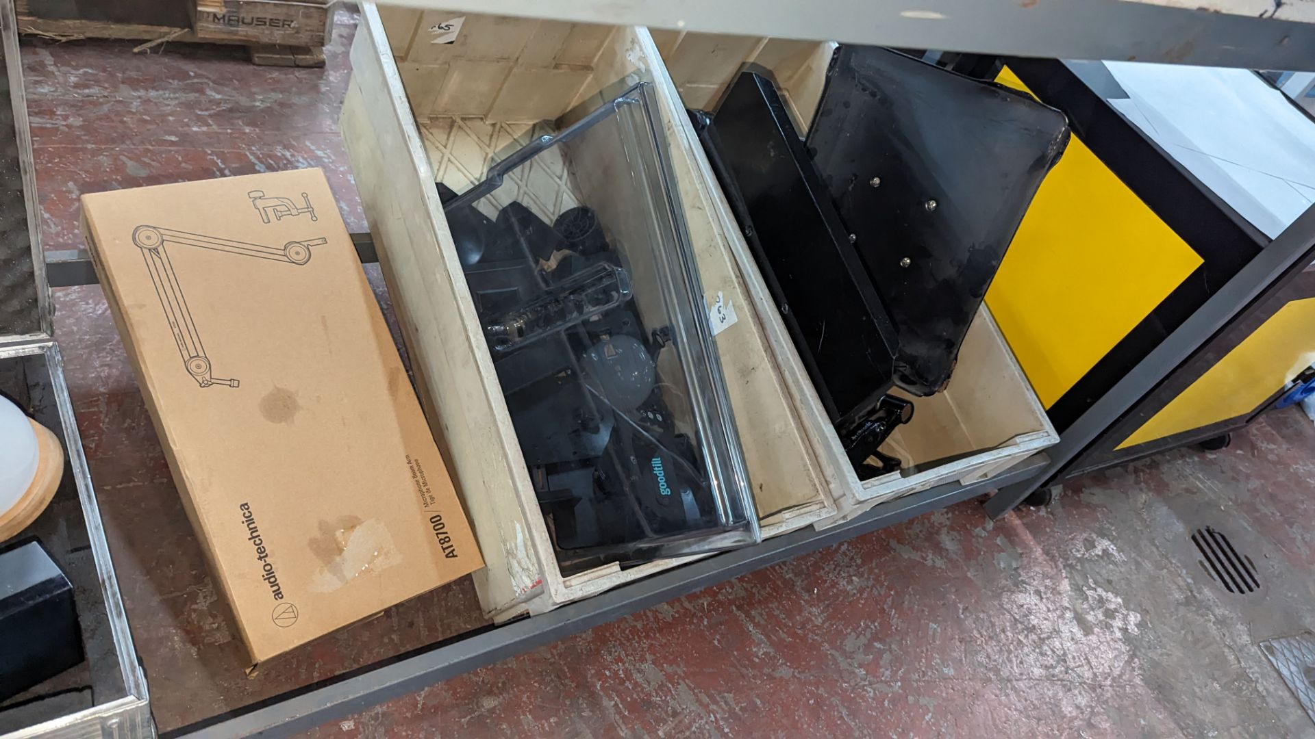 The contents of 2 crates of assorted mounts and arms plus Audio Tecknika mount in a separate box. N - Image 9 of 9