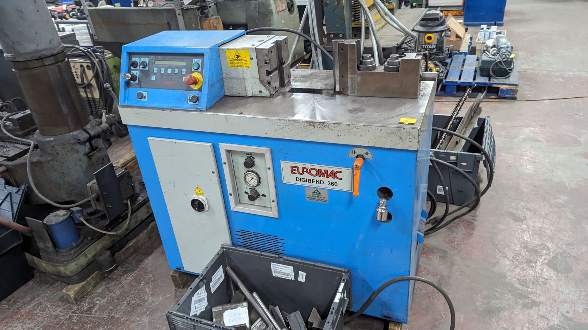 Euromac Digibend 360 bending machine including a quantity of tooling located in front of same. NB: - Image 3 of 17
