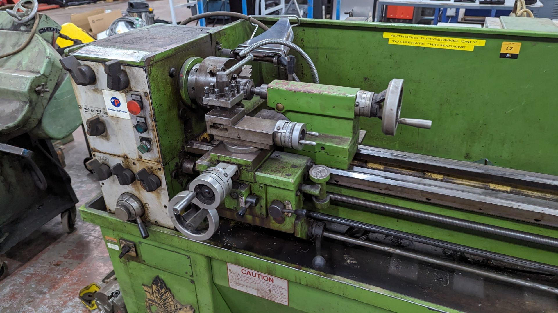 1989 Ajax lathe including tooling on the floor located to the left, as pictured - Image 3 of 16