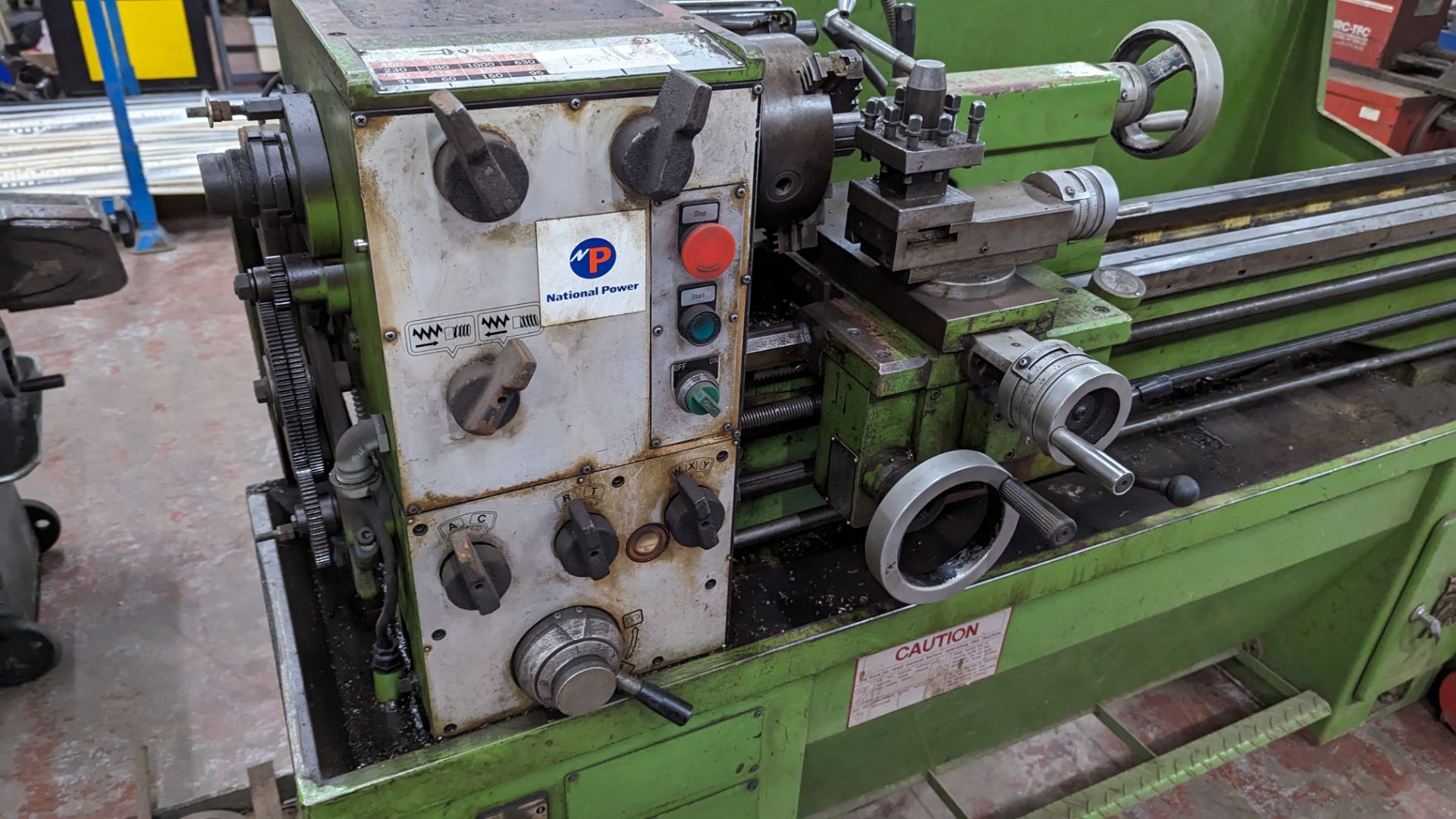 1989 Ajax lathe including tooling on the floor located to the left, as pictured - Image 11 of 16