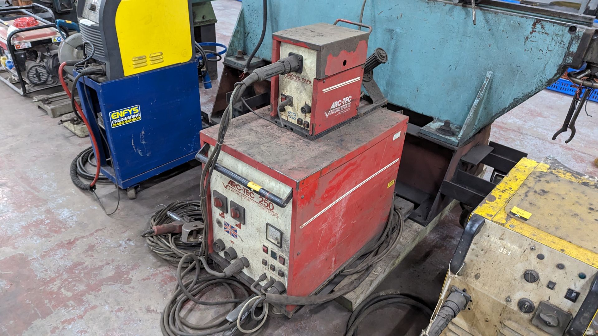 Arc Tec 250 welding system with model PSF2 feed, as located on top, plus various other ancillaries,