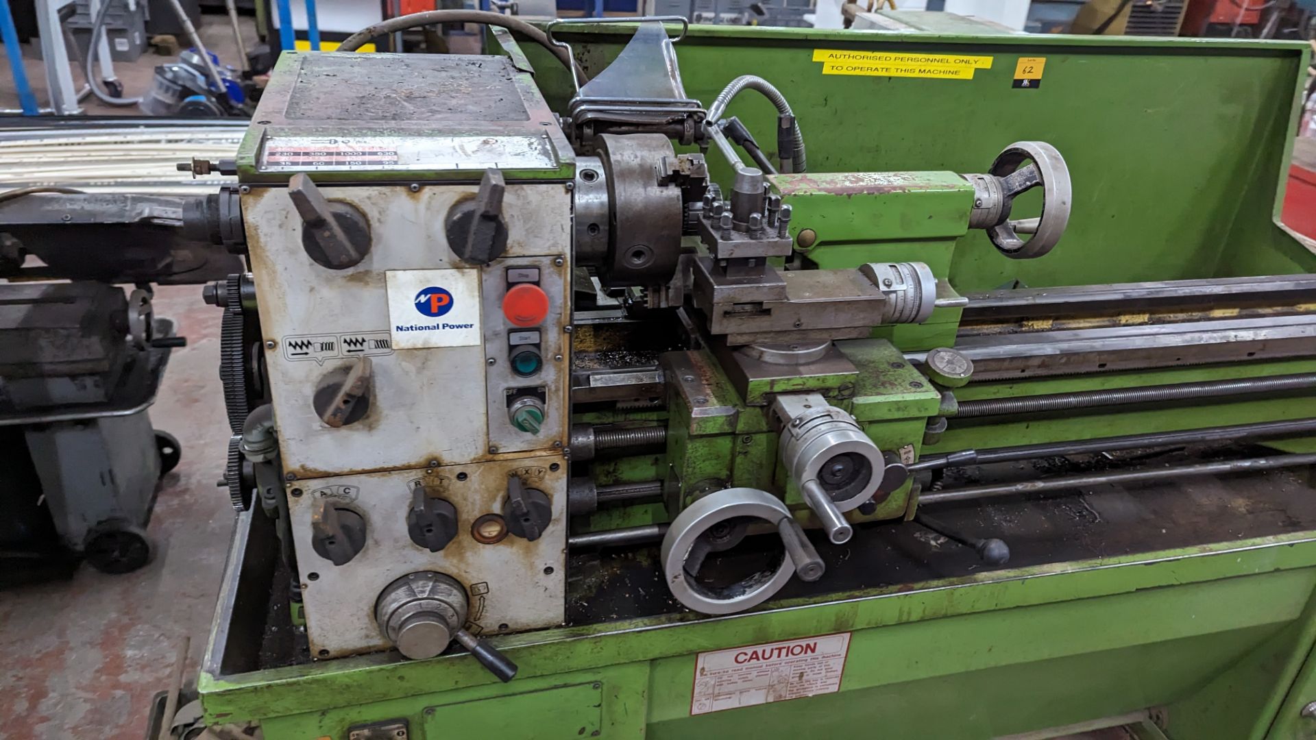 1989 Ajax lathe including tooling on the floor located to the left, as pictured - Image 4 of 16